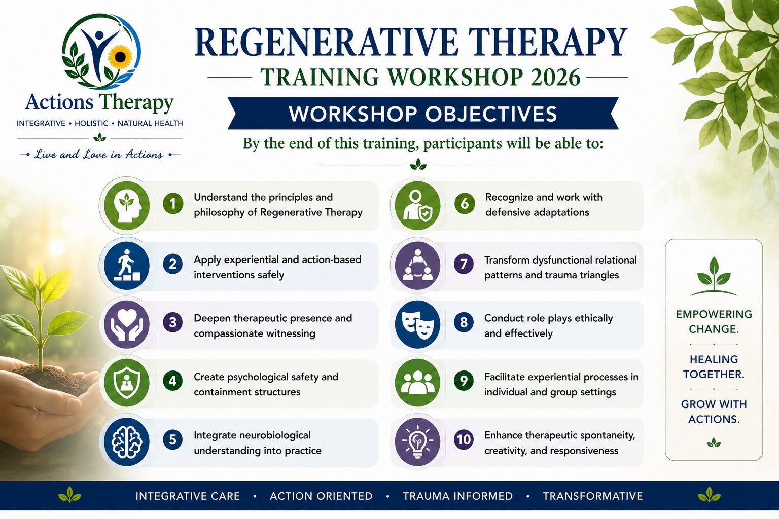 Regenerative Therapy Training Workshop — Workshop Objectives flyer (16–18 November 2026)