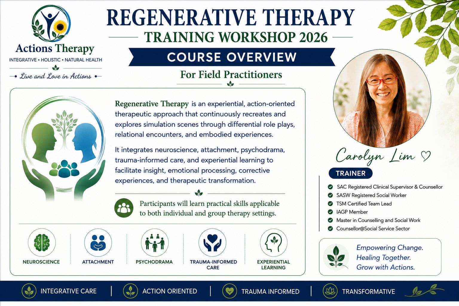 Regenerative Therapy Training Workshop — Course Overview flyer (16–18 November 2026)